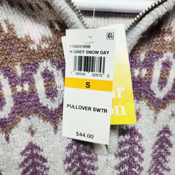 Sugar Moon Grey Snow Day Fair Isle Pullover Sweater Size S - Picture 3 of 6
